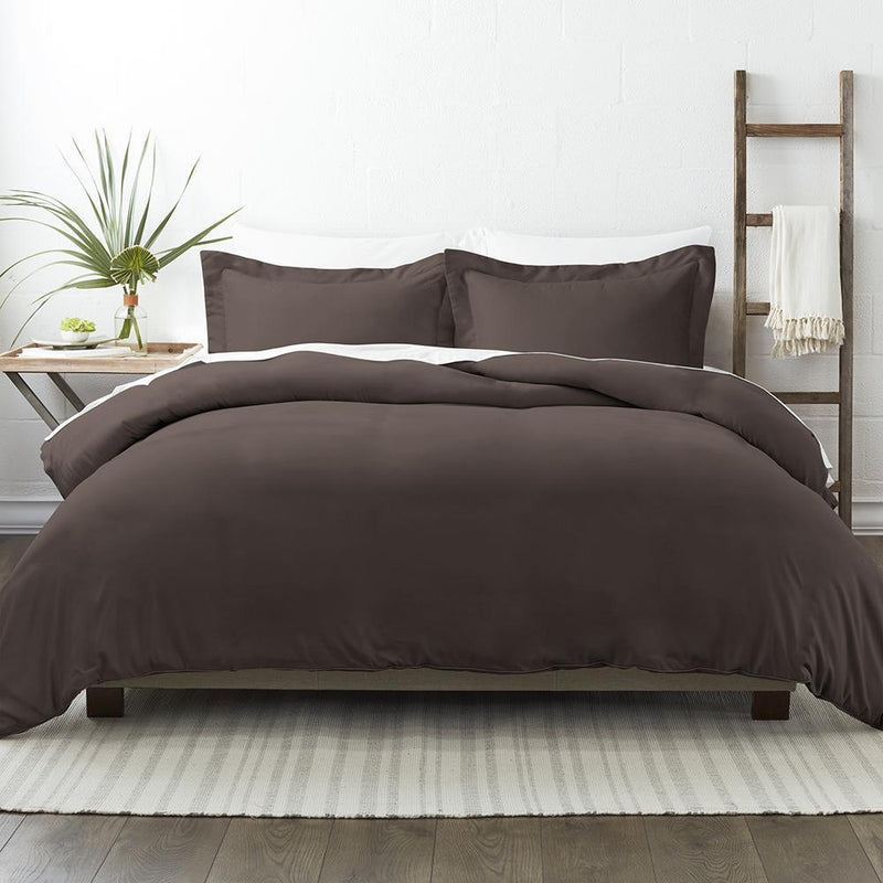 3-Piece: Solid Duvet Cover Set Bed & Bath Twin/Twin XL Chocolate - DailySale