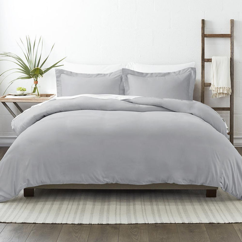 3-Piece: Solid Duvet Cover Set Bed & Bath Twin/Twin XL Light Gray - DailySale
