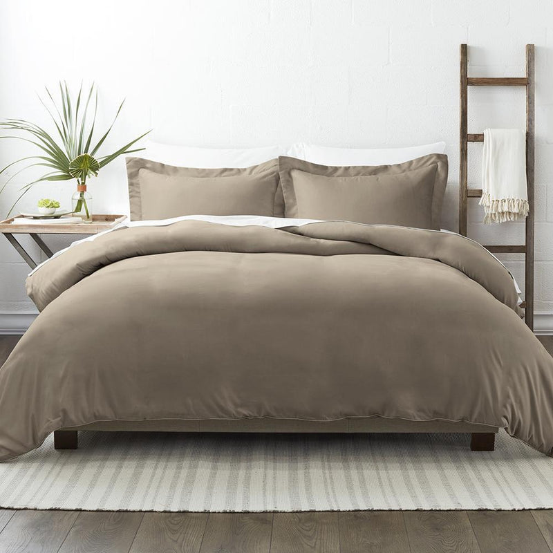 3-Piece: Solid Duvet Cover Set Bed & Bath Twin/Twin XL Taupe - DailySale