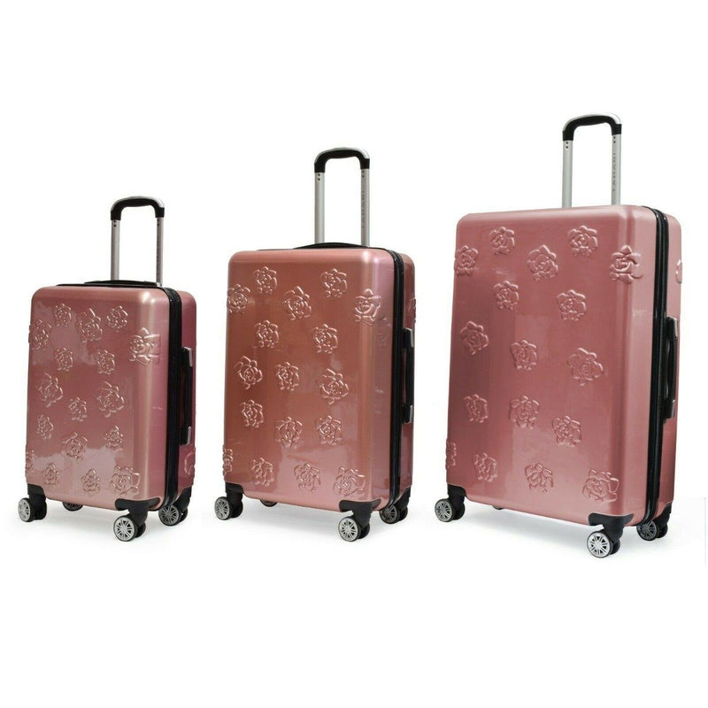 3-Piece: Tahari New York Embossed Rose Lightweight Luggage Set Handbags & Wallets - DailySale