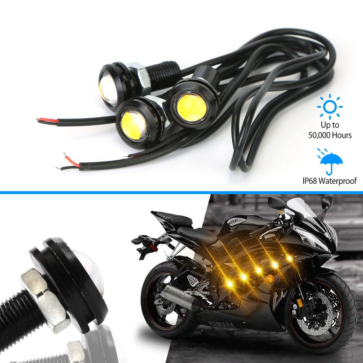 3-Pieces: Amber Eagle Eye LED Light Automotive - DailySale