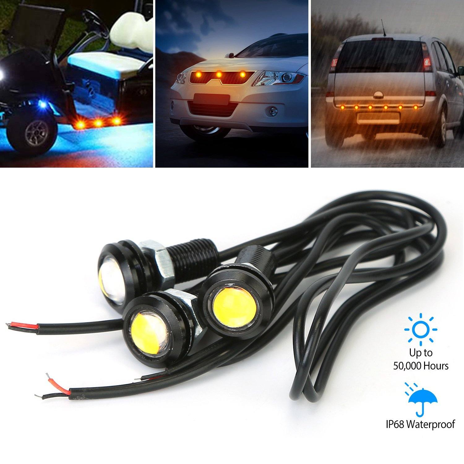 3-Pieces: Amber Eagle Eye LED Light Automotive - DailySale