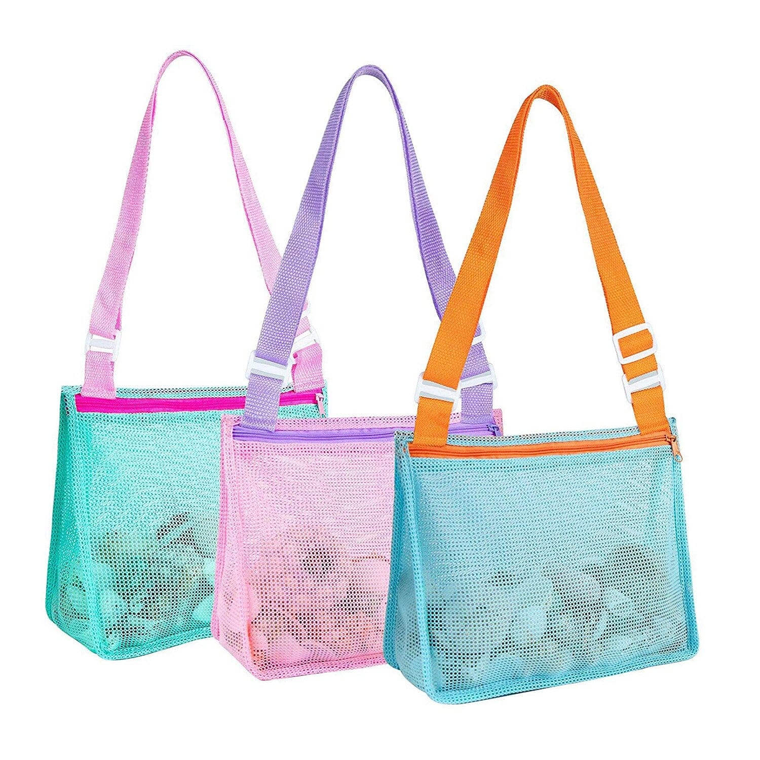 3-Pieces: Beach Mesh Bags Seashell Sand Tote Bag Bags & Travel - DailySale