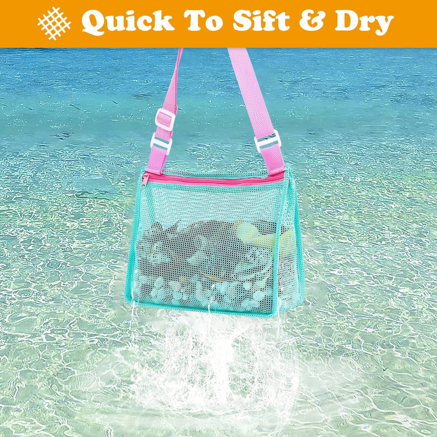 3-Pieces: Beach Mesh Bags Seashell Sand Tote Bag Bags & Travel - DailySale