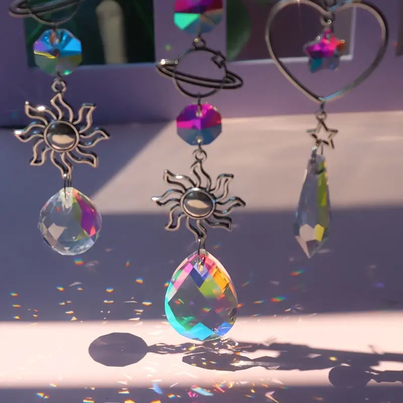 3-Pieces: Crystal Wind Chime Pendant Catcher Diamond Prisms Furniture & Decor - DailySale