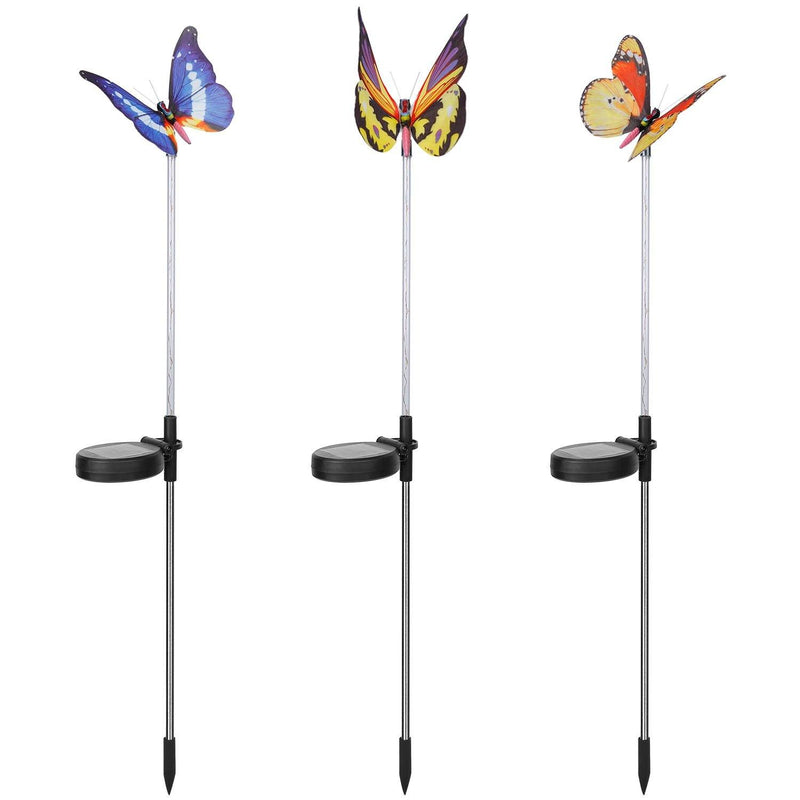 3-Pieces: Decorative Butterfly Lamps with Rotatable Solar Panel Lamp Garden & Patio - DailySale