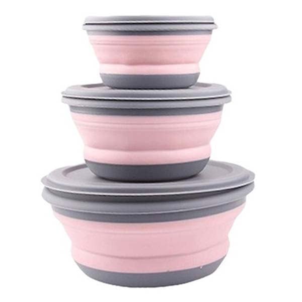 3-Pieces: Folding Camping Bowl Set Kitchen Tools & Gadgets Pink - DailySale