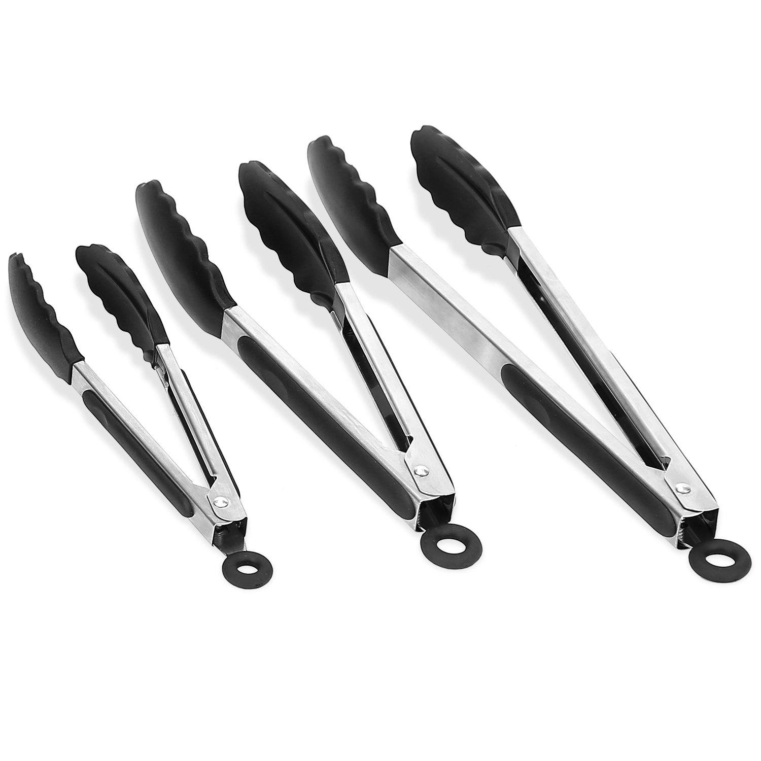 3-Pieces: Kitchen Tongs Stainless Steel with Silicon Kitchen & Dining - DailySale