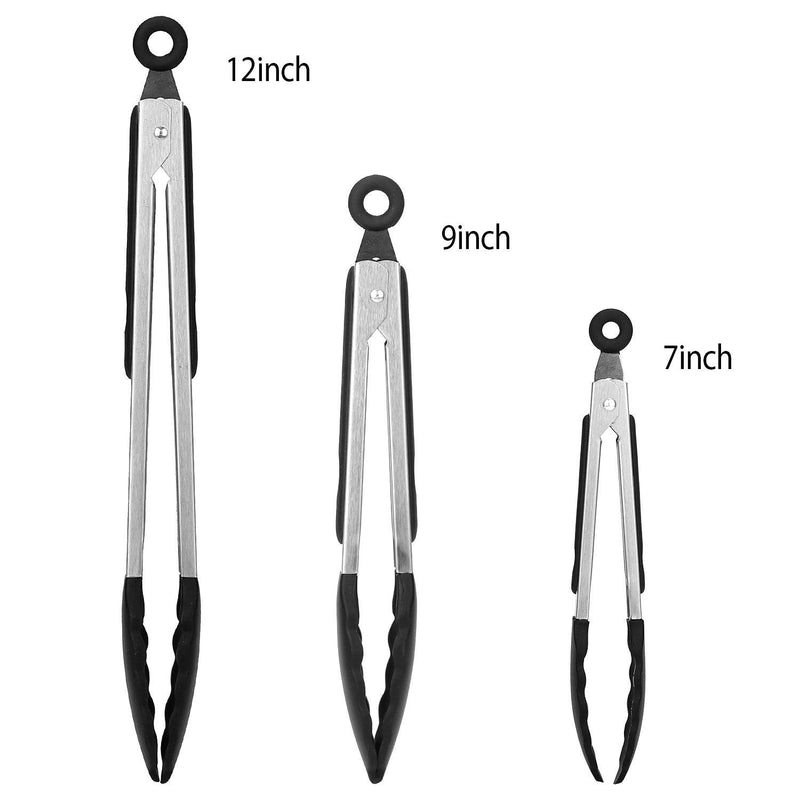 3-Pieces: Kitchen Tongs Stainless Steel with Silicon Kitchen & Dining - DailySale