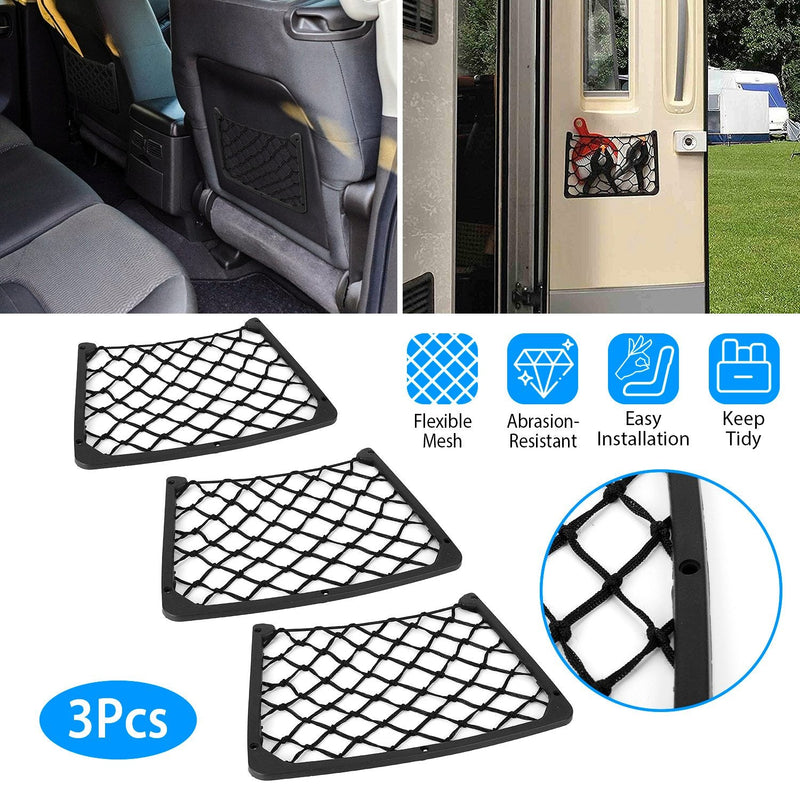 3-Pieces: Mesh Pocket Seat Side Organizer Automotive - DailySale