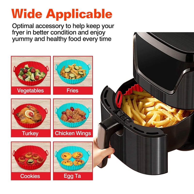 3-Pieces: Reusable Foldable Air Fryer Silicone Pot for 4+ Quart Air Fryer Oven Kitchen Tools & Gadgets - DailySale