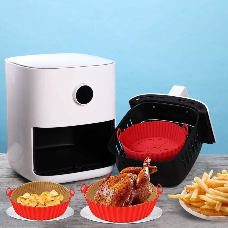 3-Pieces: Reusable Foldable Air Fryer Silicone Pot for 4+ Quart Air Fryer Oven Kitchen Tools & Gadgets - DailySale