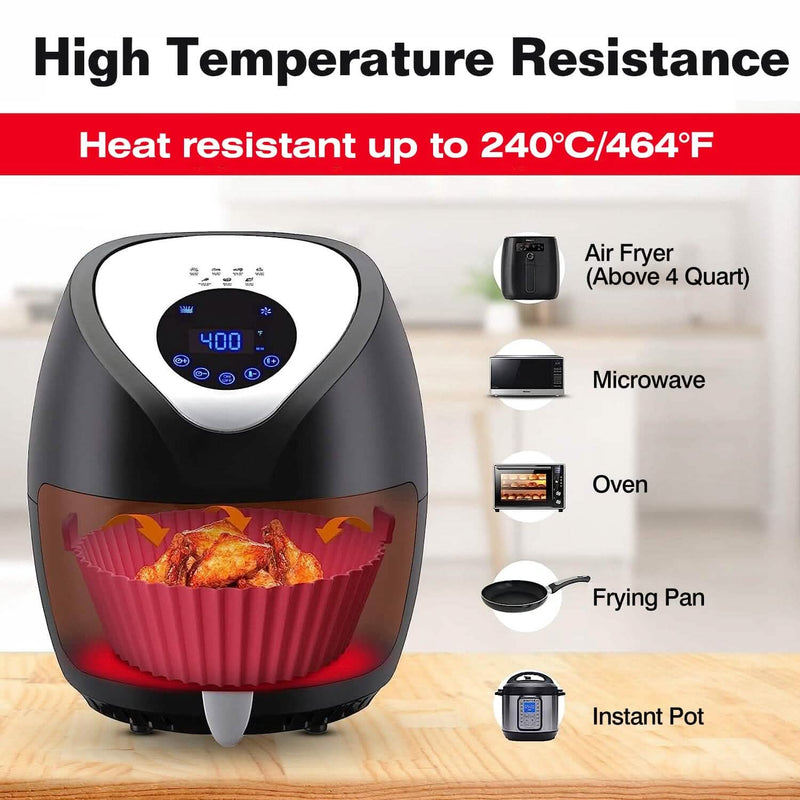 3-Pieces: Reusable Foldable Air Fryer Silicone Pot for 4+ Quart Air Fryer Oven Kitchen Tools & Gadgets - DailySale