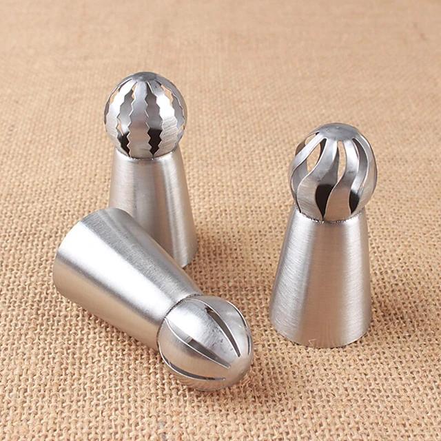 3-Pieces: Russian Stainless Steel Tips Tulip Sphere Whip Cream Buttercream Icing Piping Nozzles Kitchen & Dining - DailySale