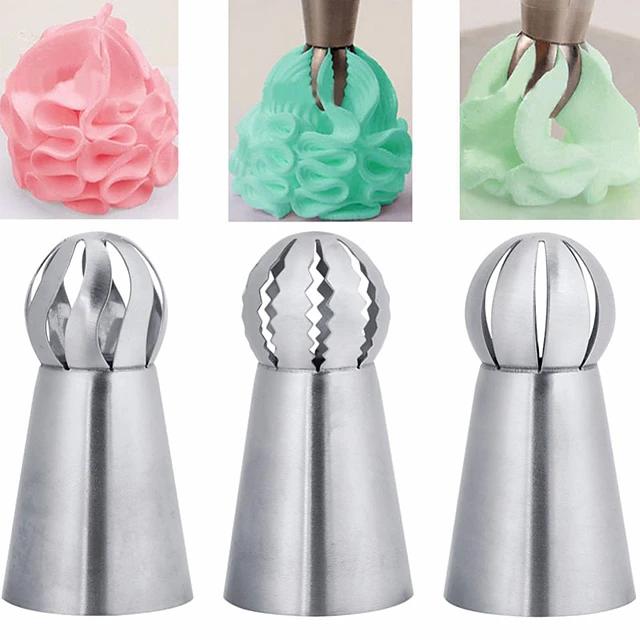 3-Pieces: Russian Stainless Steel Tips Tulip Sphere Whip Cream Buttercream Icing Piping Nozzles Kitchen & Dining - DailySale