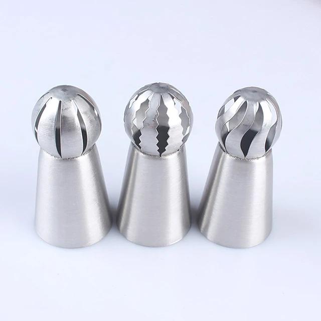 3-Pieces: Russian Stainless Steel Tips Tulip Sphere Whip Cream Buttercream Icing Piping Nozzles Kitchen & Dining - DailySale