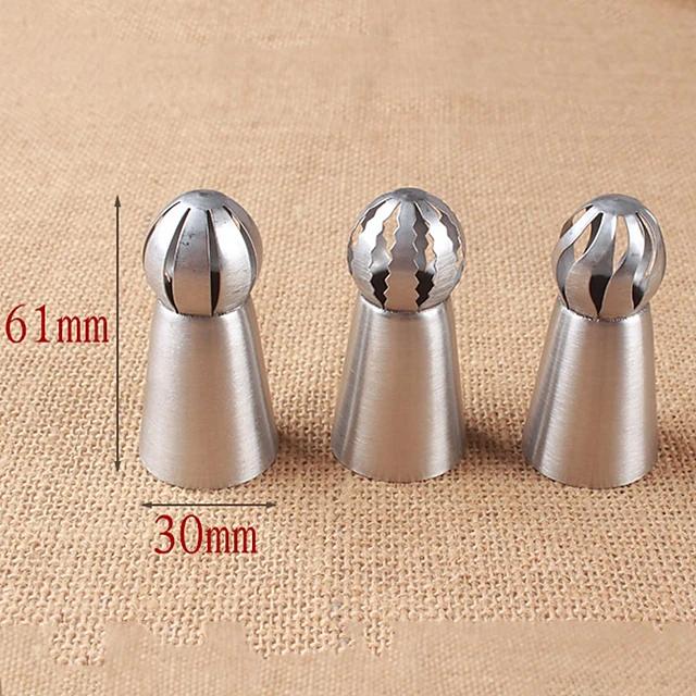 3-Pieces: Russian Stainless Steel Tips Tulip Sphere Whip Cream Buttercream Icing Piping Nozzles Kitchen & Dining - DailySale