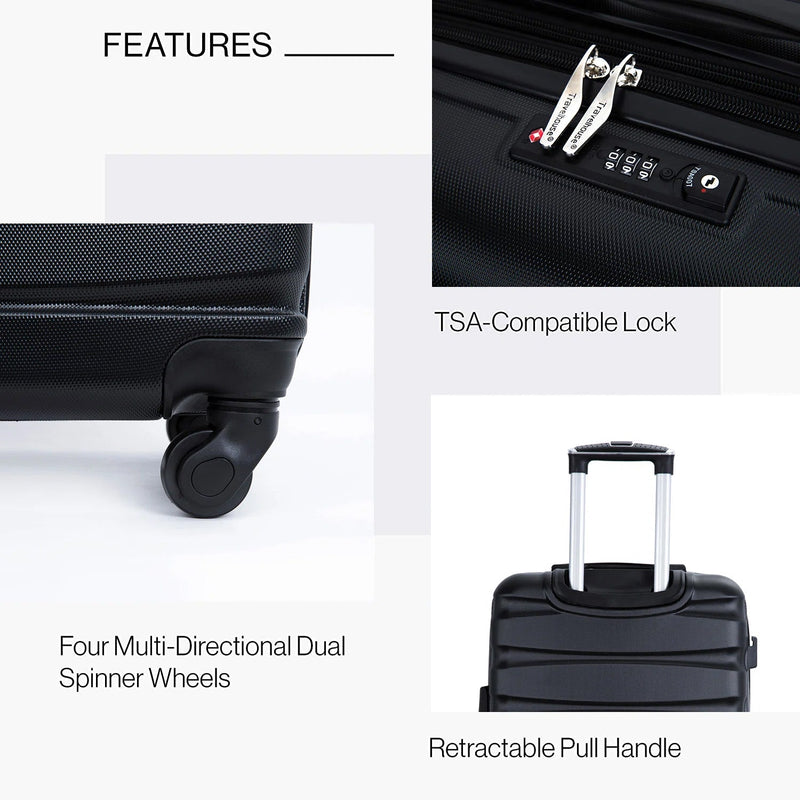 3-Pieces Set: Expandable Luggage Sets ABS Lightweight Suitcase Bags & Travel - DailySale