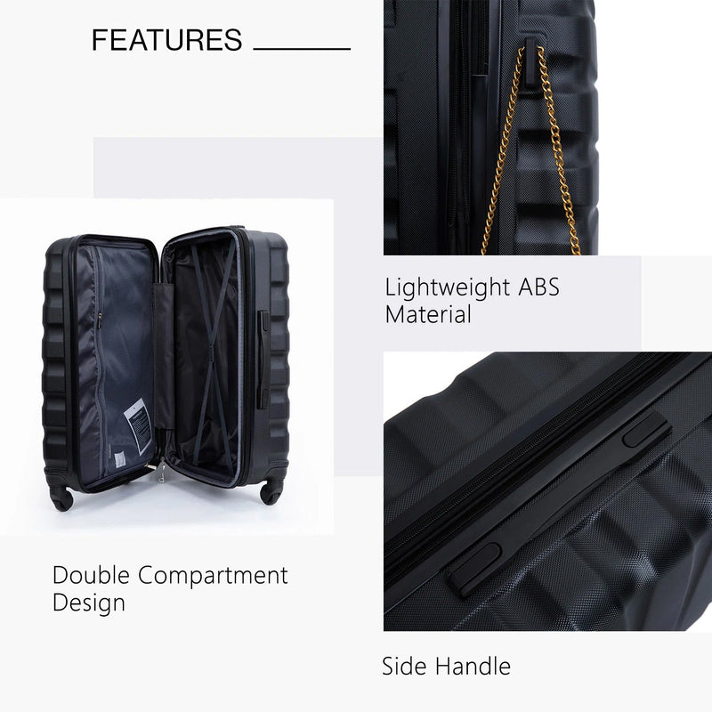3-Pieces Set: Expandable Luggage Sets ABS Lightweight Suitcase Bags & Travel - DailySale