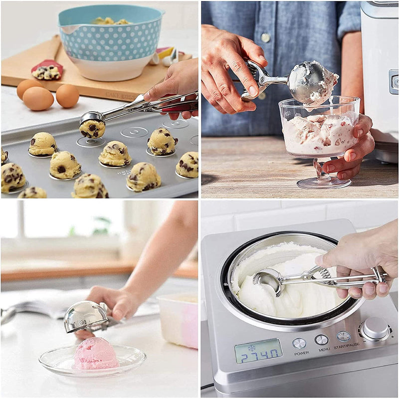 3-Pieces Set: Stainless Steel Cookie Scoops with Trigger Release Kitchen Tools & Gadgets - DailySale