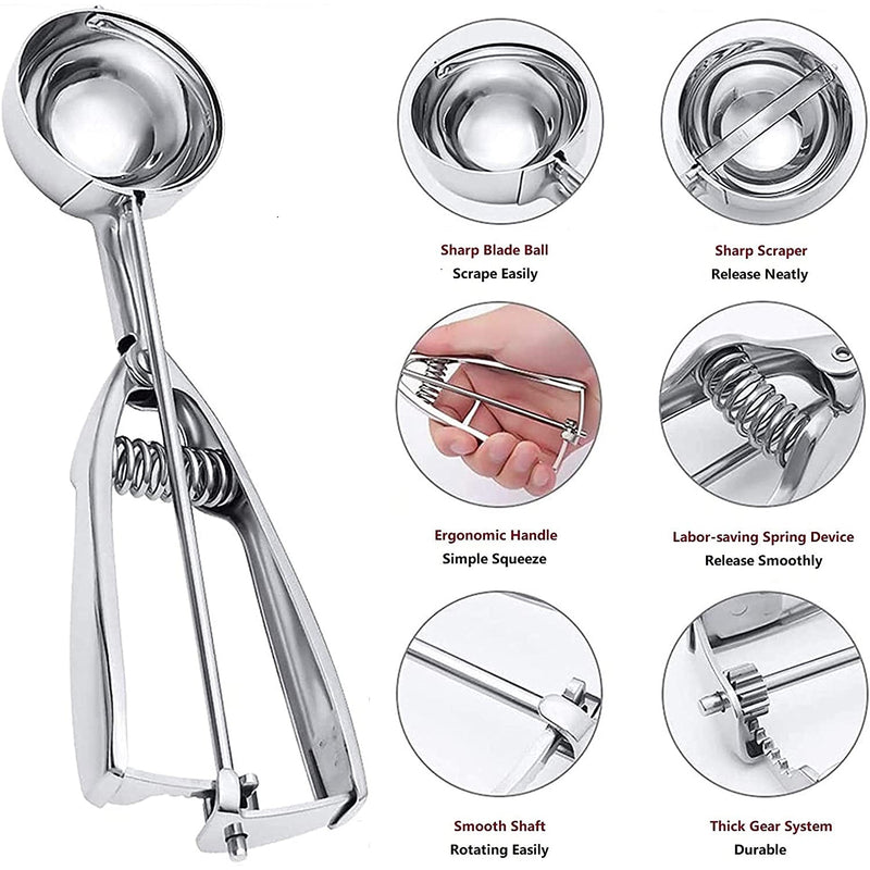 3-Pieces Set: Stainless Steel Cookie Scoops with Trigger Release Kitchen Tools & Gadgets - DailySale