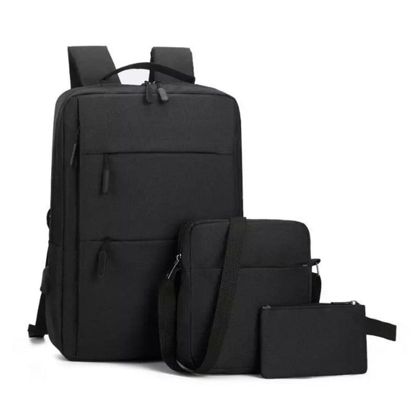 3-Pieces Set: USB Multifunction Large Capacity Business Laptop Bags Set Bags & Travel Black - DailySale