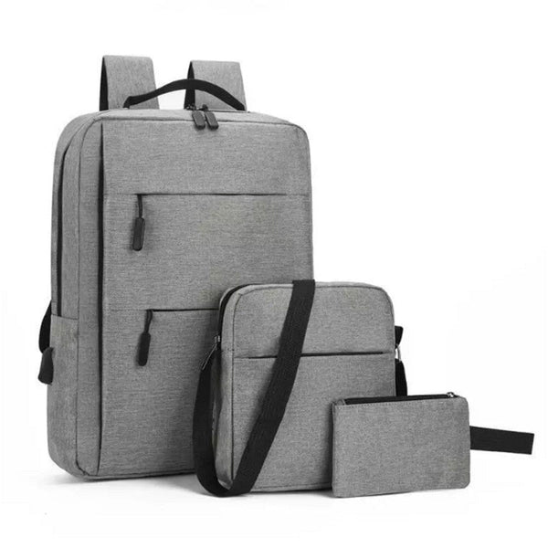 3-Pieces Set: USB Multifunction Large Capacity Business Laptop Bags Set Bags & Travel Gray - DailySale