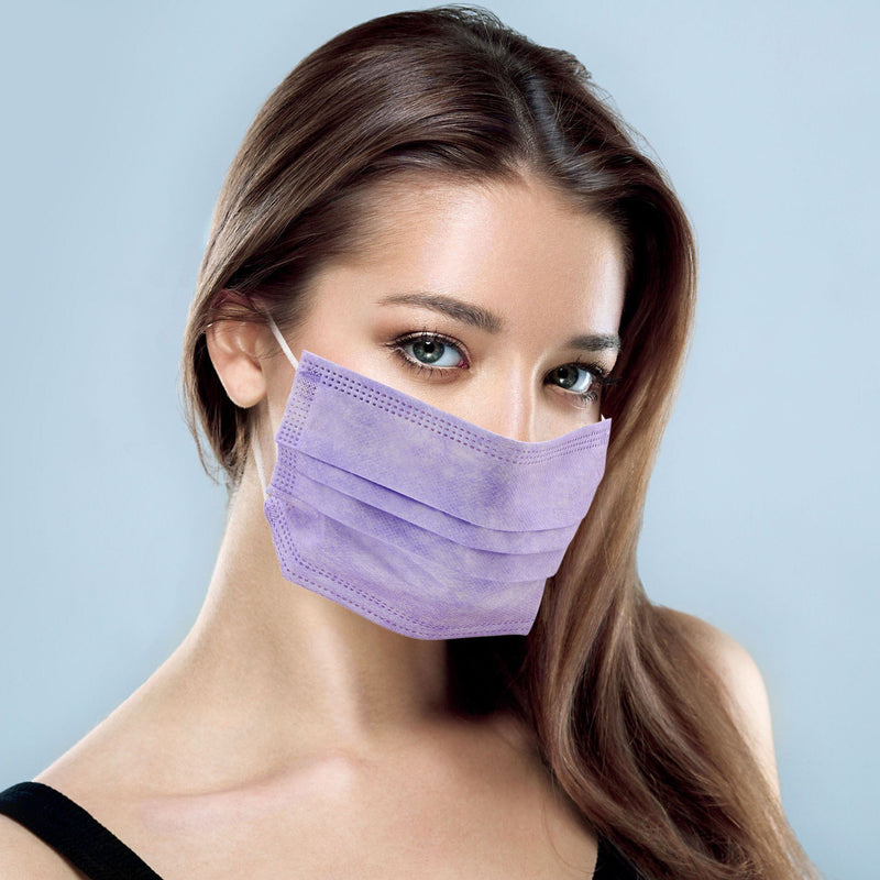 3-Ply Disposable Purple Mask Face Masks & PPE - DailySale