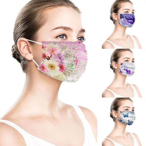 3-Ply Ear Loop Butterfly Printed Mask Face Masks & PPE - DailySale