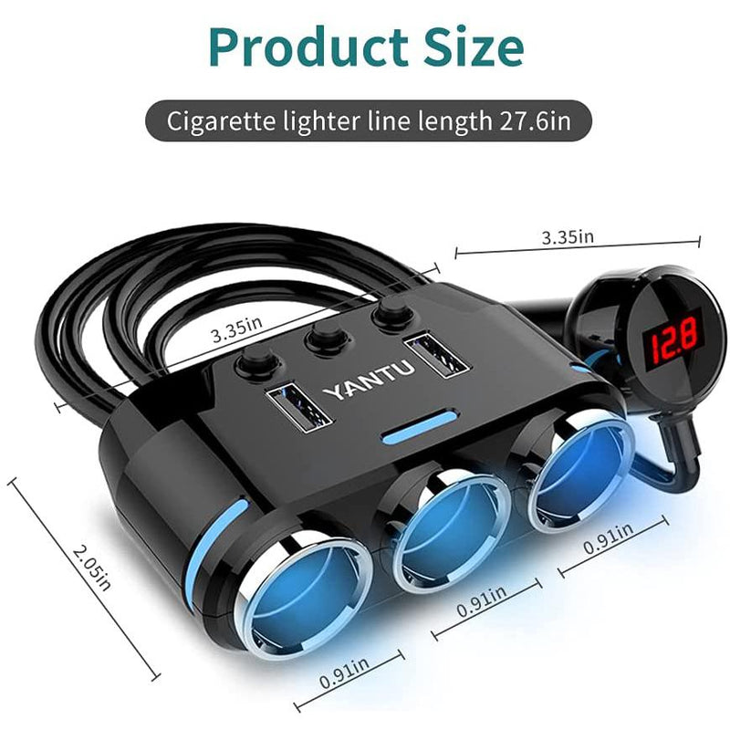 3 Socket Cigarette Lighter Splitter Automotive - DailySale