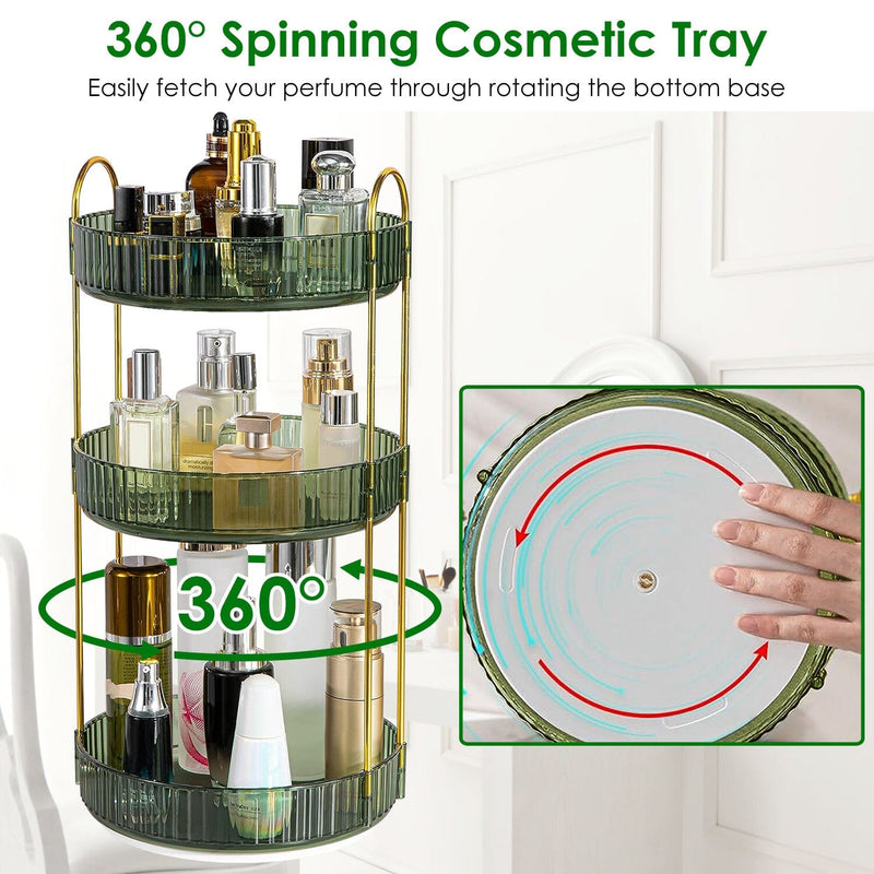 3-Tier 360° Spinning Rotating Makeup Organizer Closet & Storage - DailySale
