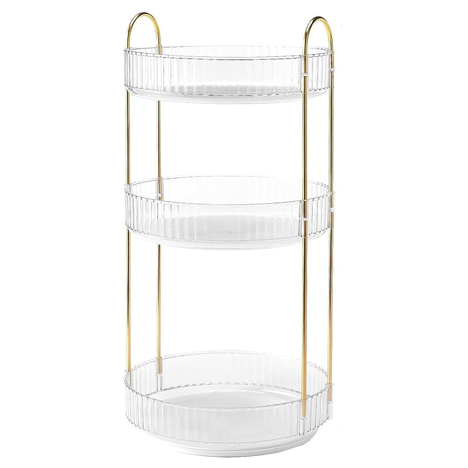 3-Tier 360° Spinning Rotating Makeup Organizer Closet & Storage White - DailySale