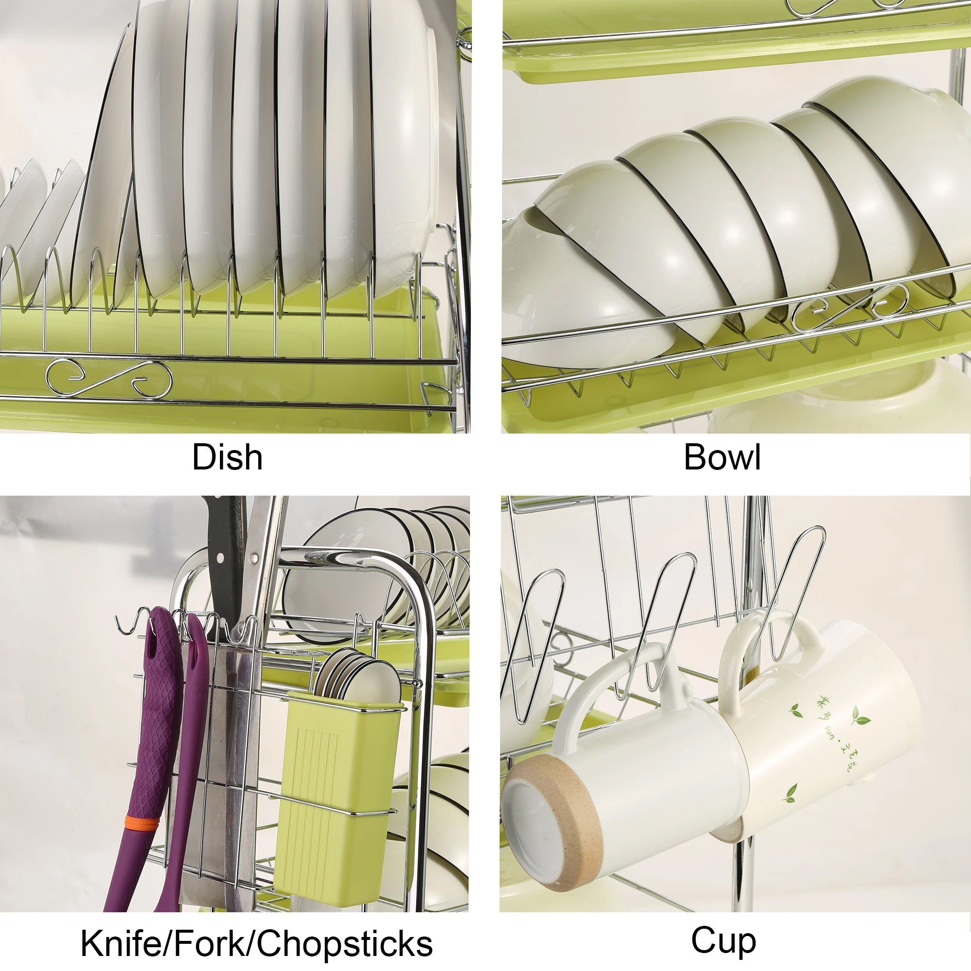 Kitchen Dish Drying Rack Bowl Drainer Storage Rack Dish Chopsticks Knife  Fork Water Cup Storage Rack Kitchen Counter Organizer