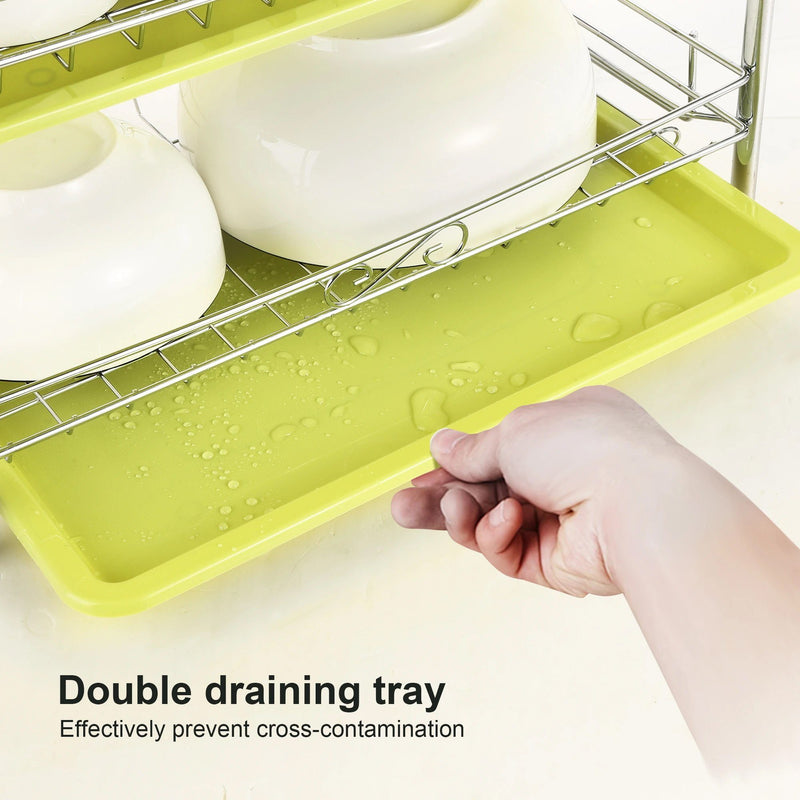 3 Tier Dish Drying Rack Drainer Kitchen Storage Board Cutlery Cup Shelf Kitchen & Dining - DailySale