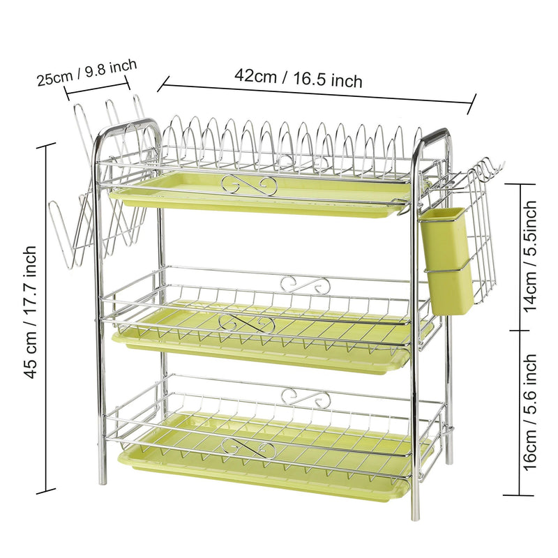 3 Tier Dish Drying Rack Drainer Kitchen Storage Board Cutlery Cup Shelf Kitchen & Dining - DailySale