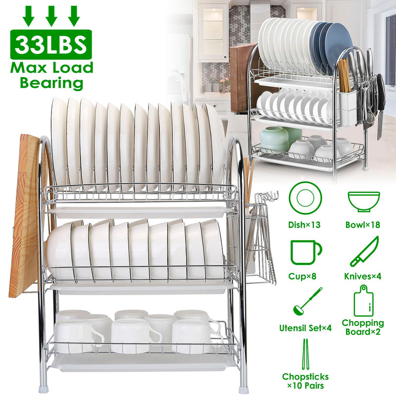 DailySale 2-Tier Dish Drying Rack with Cup Holder and Drainboard