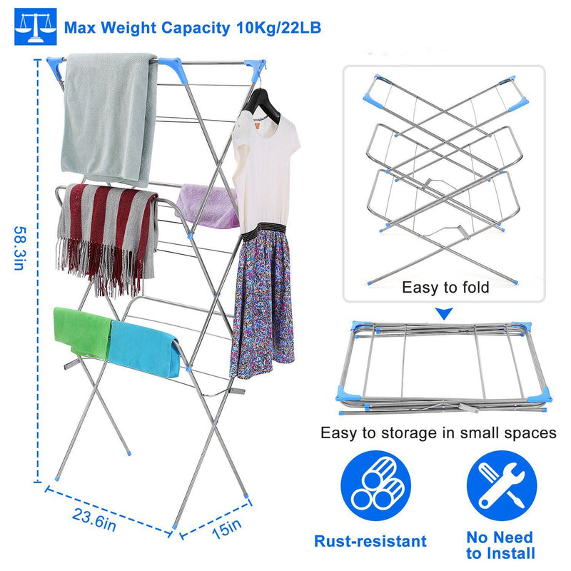3 Tier Laundry Rack Foldable Clothes Drying Rack Closet & Storage - DailySale