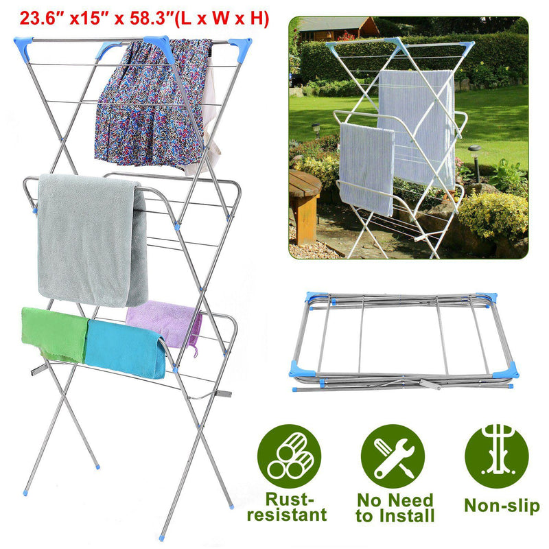 3 Tier Laundry Rack Foldable Clothes Drying Rack Closet & Storage - DailySale