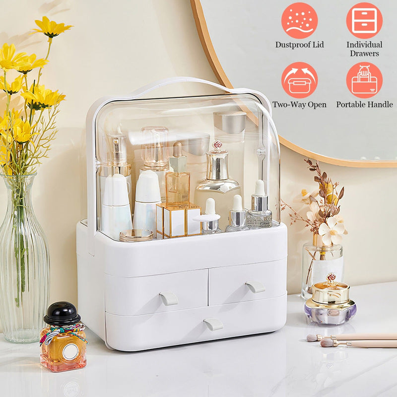 3-Tier Makeup Organizers Cosmetic Storage Box with Dustproof Waterproof Lid Closet & Storage - DailySale