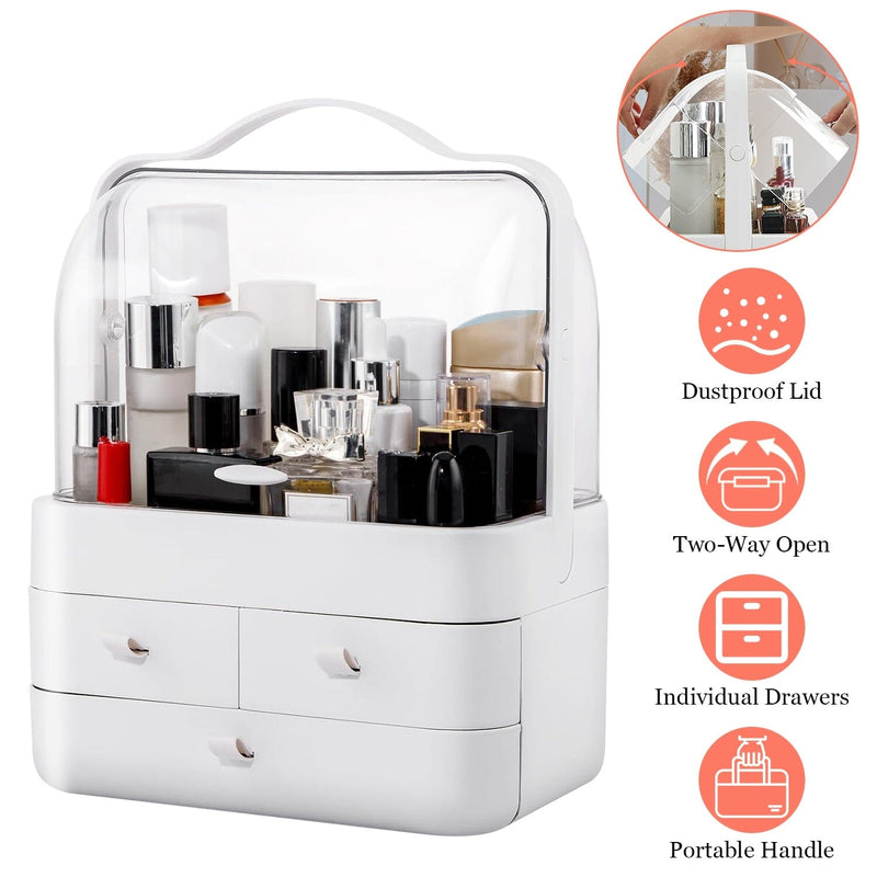 3-Tier Makeup Organizers Cosmetic Storage Box with Dustproof Waterproof Lid Closet & Storage - DailySale