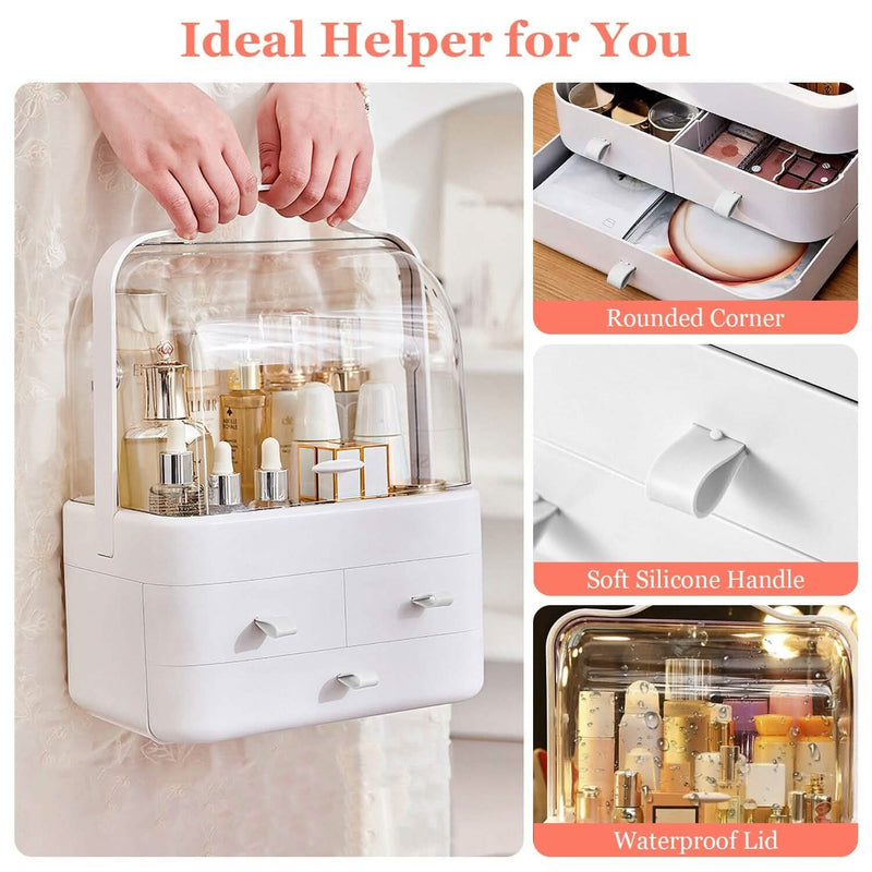 3-Tier Makeup Organizers Cosmetic Storage Box with Dustproof Waterproof Lid Closet & Storage - DailySale