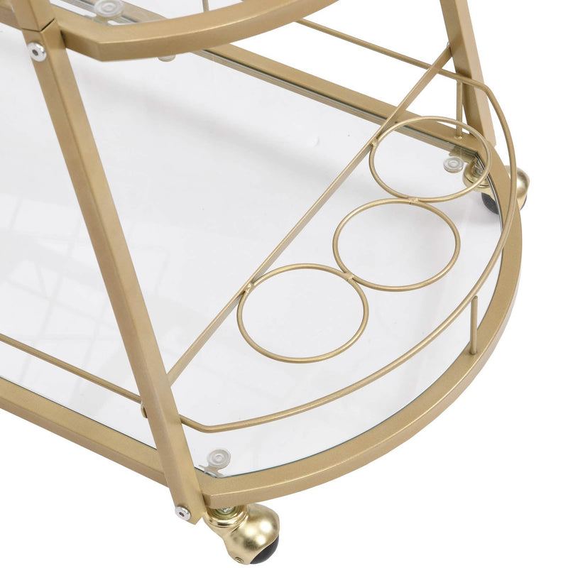 3 Tier Metal Frame Serving Wine Cart with Wheels Furniture & Decor - DailySale