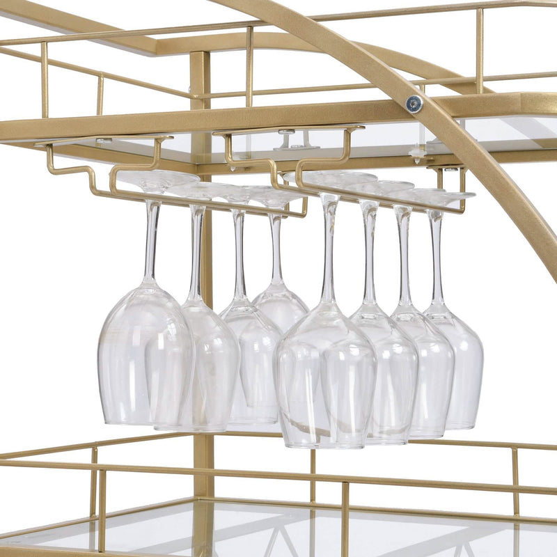 3 Tier Metal Frame Serving Wine Cart with Wheels Furniture & Decor - DailySale