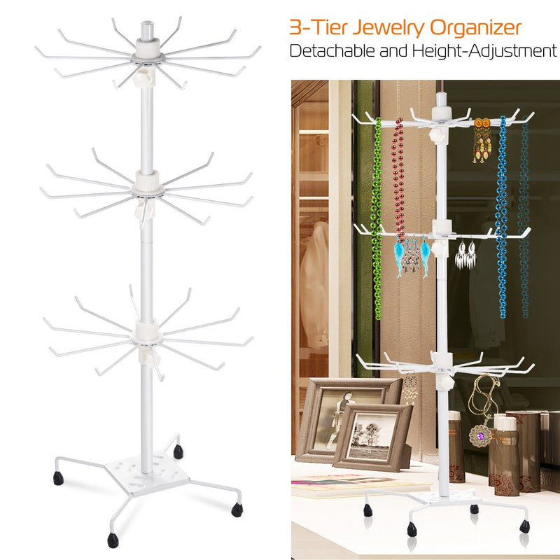 3-Tier Metal Jewelry Rack 30-Hook Necklaces Bracelets Display Stand Closet & Storage - DailySale