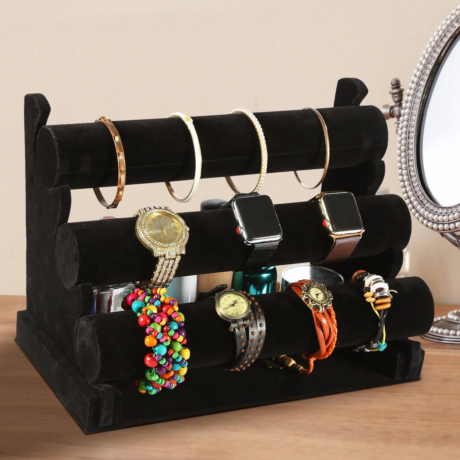 3-Tier Velvet Jewelry Stand Closet & Storage - DailySale