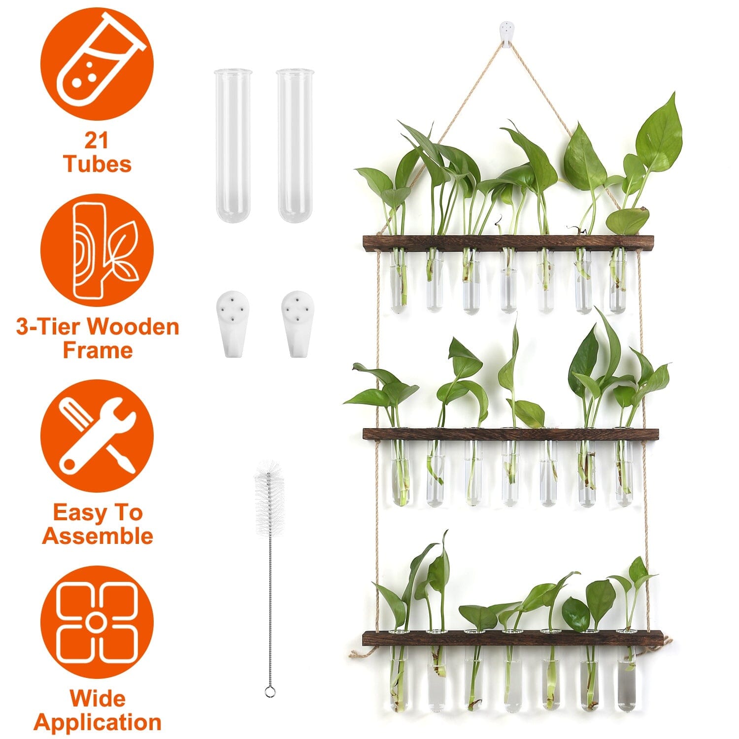 3-Tier Wall Hanging Glass Tube Planter Garden & Patio - DailySale