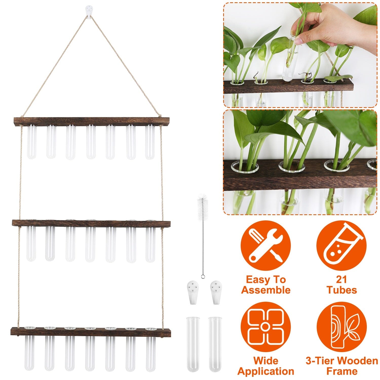 3-Tier Wall Hanging Glass Tube Planter Garden & Patio - DailySale