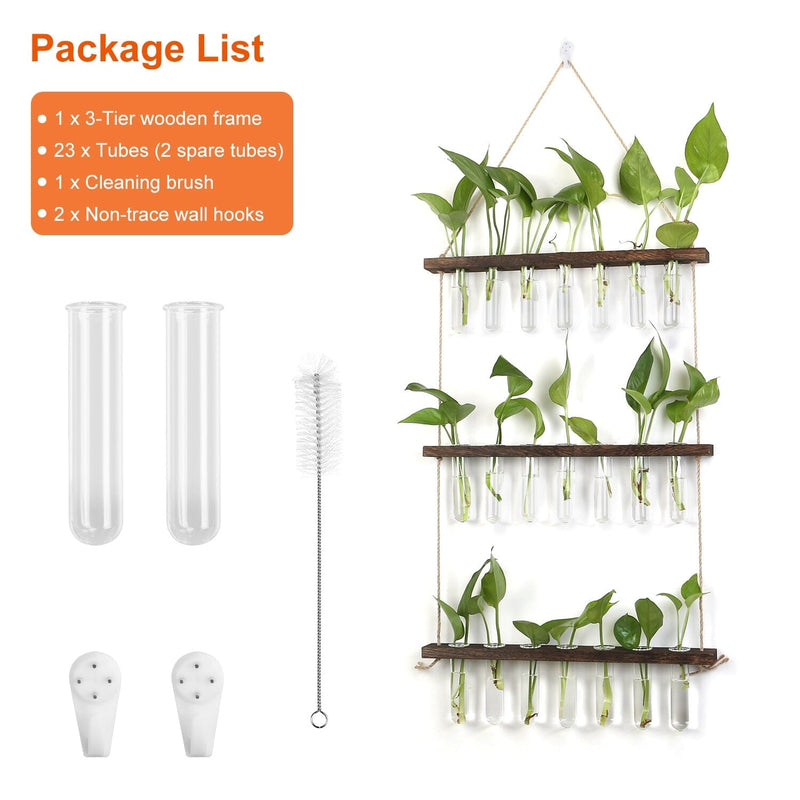 3-Tier Wall Hanging Glass Tube Planter Garden & Patio - DailySale
