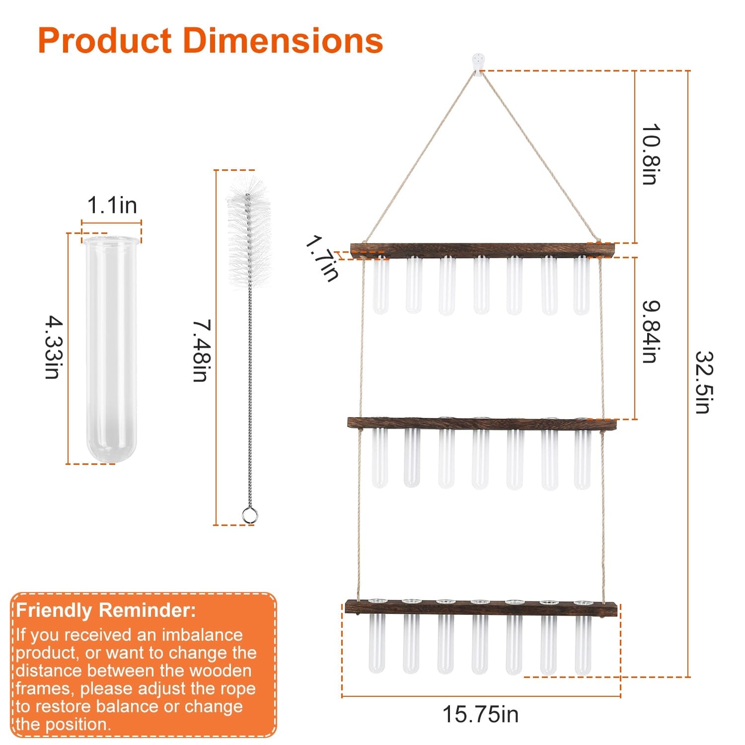 3-Tier Wall Hanging Glass Tube Planter Garden & Patio - DailySale