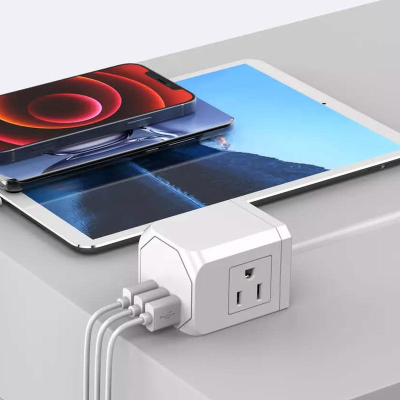 3 Wall Outlets with 3 USB Ports (5ft cord) Mobile Accessories - DailySale